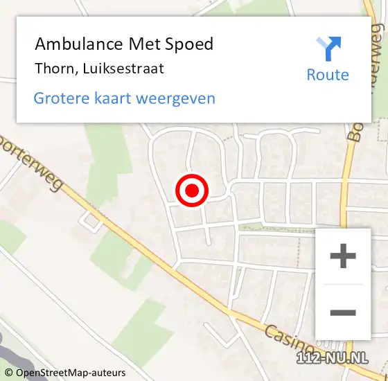 Locatie op kaart van de 112 melding: Ambulance Met Spoed Naar Thorn, Luiksestraat op 24 december 2017 09:58