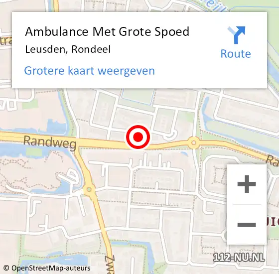 Locatie op kaart van de 112 melding: Ambulance Met Grote Spoed Naar Leusden, Rondeel op 24 december 2017 09:59