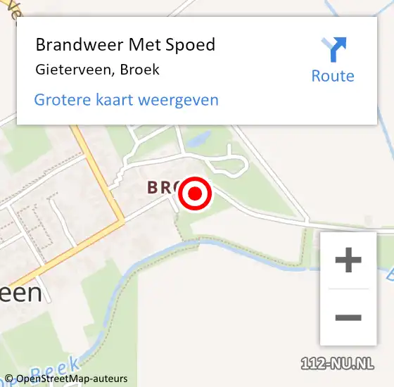 Locatie op kaart van de 112 melding: Brandweer Met Spoed Naar Gieterveen, Broek op 24 december 2017 11:17