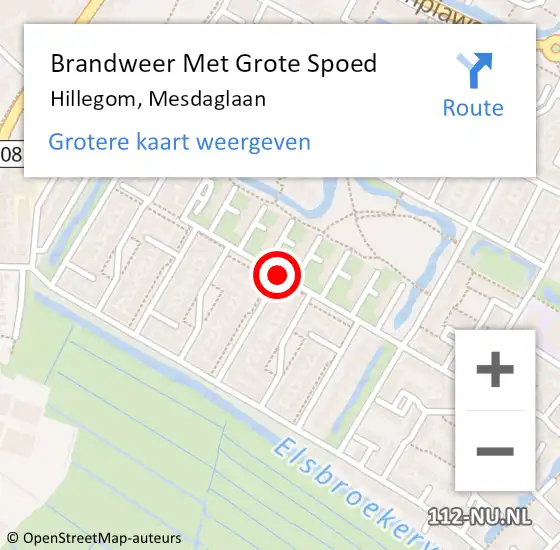 Locatie op kaart van de 112 melding: Brandweer Met Grote Spoed Naar Hillegom, Mesdaglaan op 10 februari 2014 20:57