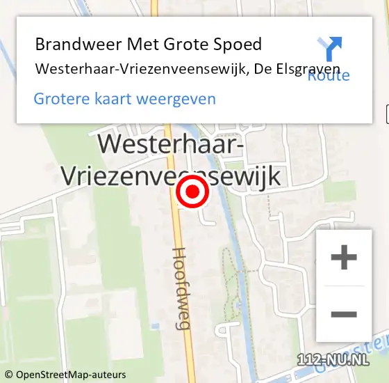 Locatie op kaart van de 112 melding: Brandweer Met Grote Spoed Naar Westerhaar-Vriezenveensewijk, De Elsgraven op 24 december 2017 11:42