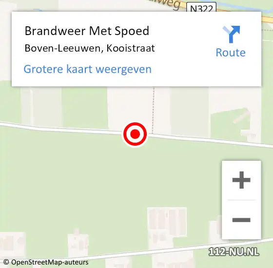 Locatie op kaart van de 112 melding: Brandweer Met Spoed Naar Boven-Leeuwen, Kooistraat op 24 december 2017 12:03