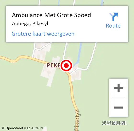 Locatie op kaart van de 112 melding: Ambulance Met Grote Spoed Naar Abbega, Pikesyl op 10 februari 2014 21:07