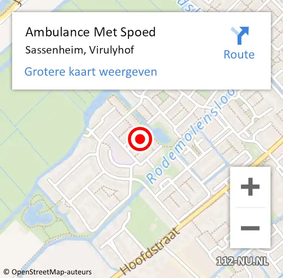 Locatie op kaart van de 112 melding: Ambulance Met Spoed Naar Sassenheim, Virulyhof op 24 december 2017 12:47