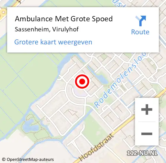 Locatie op kaart van de 112 melding: Ambulance Met Grote Spoed Naar Sassenheim, Virulyhof op 24 december 2017 12:49