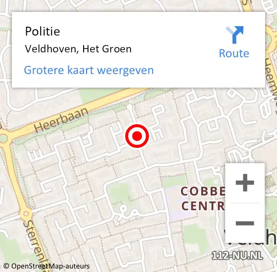 Locatie op kaart van de 112 melding: Politie Veldhoven, Het Groen op 24 december 2017 13:18