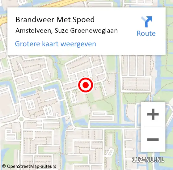 Locatie op kaart van de 112 melding: Brandweer Met Spoed Naar Amstelveen, Suze Groeneweglaan op 24 december 2017 13:27