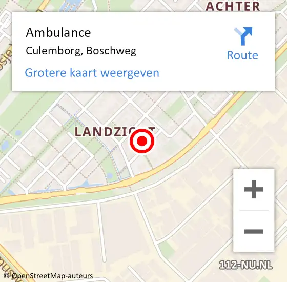 Locatie op kaart van de 112 melding: Ambulance Culemborg, Boschweg op 24 december 2017 13:32