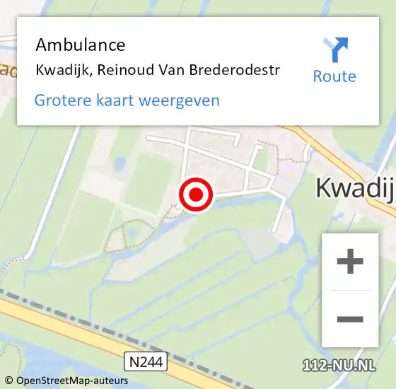 Locatie op kaart van de 112 melding: Ambulance Kwadijk, Reinoud Van Brederodestr op 24 december 2017 13:36