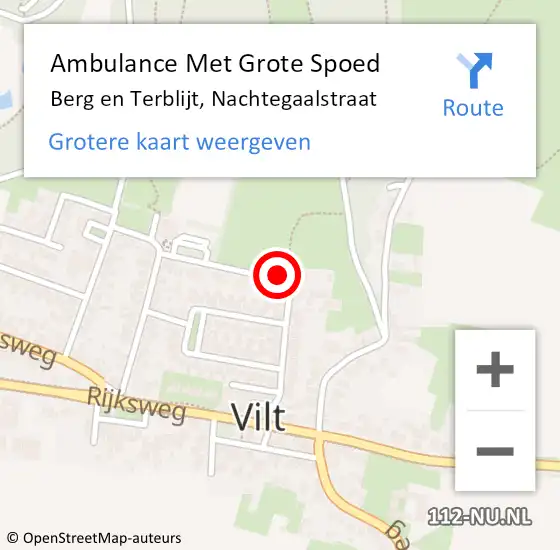 Locatie op kaart van de 112 melding: Ambulance Met Grote Spoed Naar Berg en Terblijt, Nachtegaalstraat op 10 februari 2014 21:15