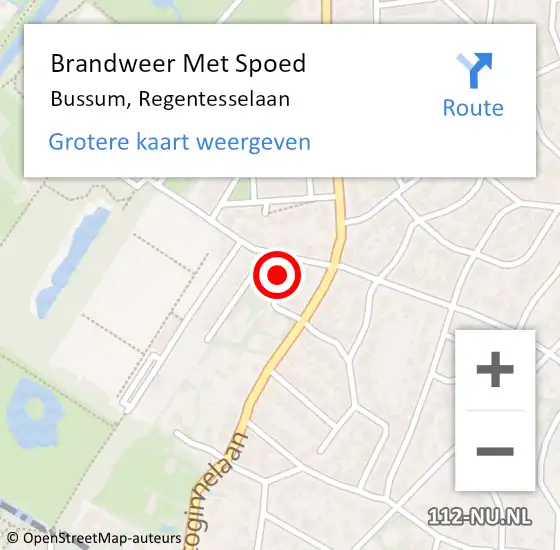 Locatie op kaart van de 112 melding: Brandweer Met Spoed Naar Bussum, Regentesselaan op 24 december 2017 14:50