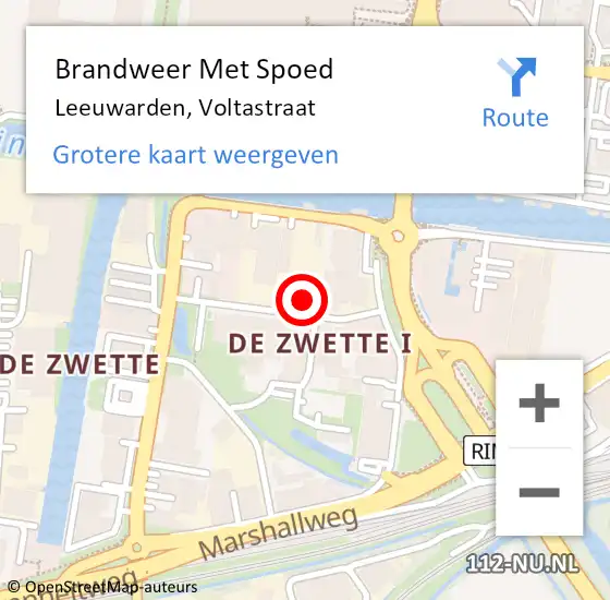 Locatie op kaart van de 112 melding: Brandweer Met Spoed Naar Leeuwarden, Voltastraat op 24 december 2017 15:16