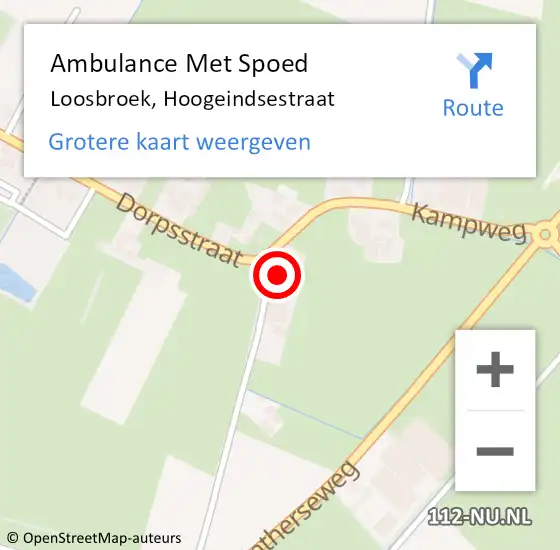 Locatie op kaart van de 112 melding: Ambulance Met Spoed Naar Loosbroek, Hoogeindsestraat op 24 december 2017 15:25