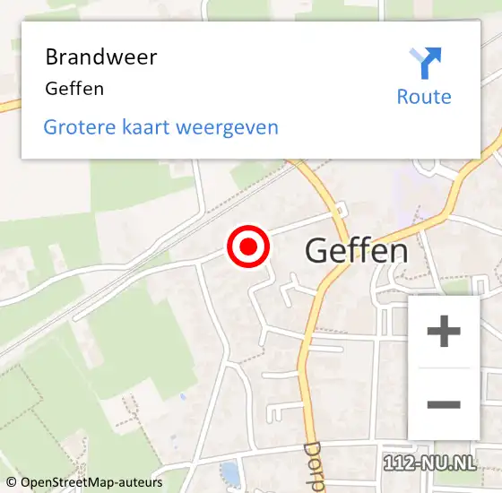 Locatie op kaart van de 112 melding: Brandweer Geffen op 24 december 2017 16:10