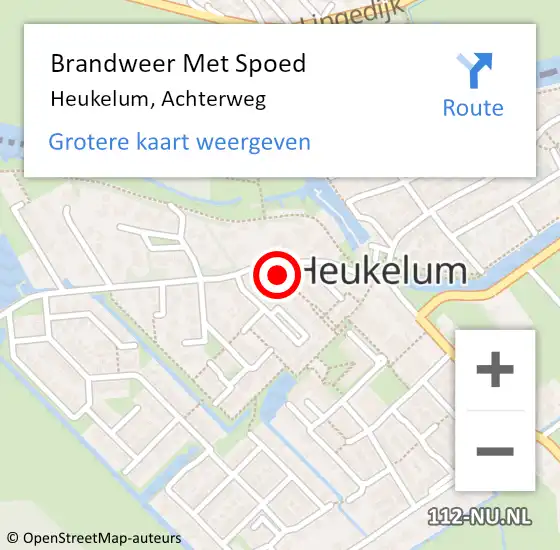 Locatie op kaart van de 112 melding: Brandweer Met Spoed Naar Heukelum, Achterweg op 24 december 2017 16:32