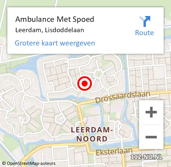 Locatie op kaart van de 112 melding: Ambulance Met Spoed Naar Leerdam, Lisdoddelaan op 24 december 2017 16:55