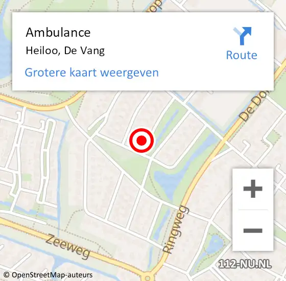 Locatie op kaart van de 112 melding: Ambulance Heiloo, De Vang op 24 december 2017 17:28