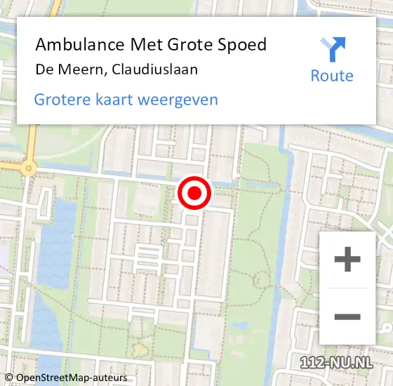 Locatie op kaart van de 112 melding: Ambulance Met Grote Spoed Naar De Meern, Claudiuslaan op 24 december 2017 18:27