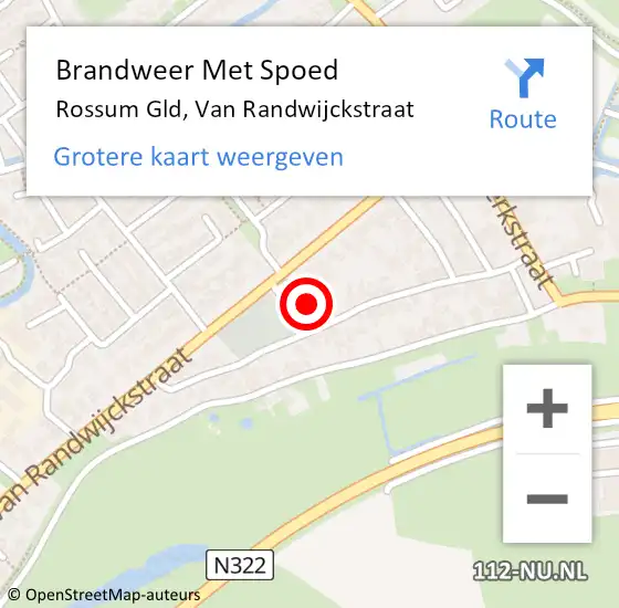 Locatie op kaart van de 112 melding: Brandweer Met Spoed Naar Rossum Gld, Van Randwijckstraat op 10 februari 2014 21:47