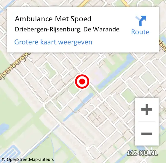 Locatie op kaart van de 112 melding: Ambulance Met Spoed Naar Driebergen-Rijsenburg, De Warande op 24 december 2017 19:37