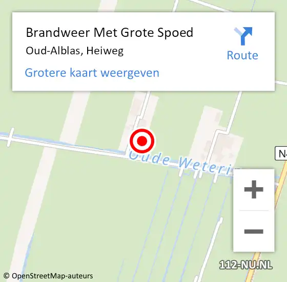 Locatie op kaart van de 112 melding: Brandweer Met Grote Spoed Naar Oud-Alblas, Heiweg op 24 december 2017 19:47