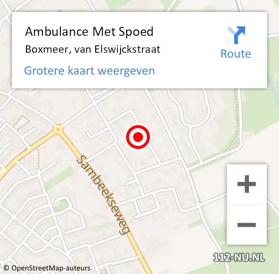 Locatie op kaart van de 112 melding: Ambulance Met Spoed Naar Boxmeer, van Elswijckstraat op 24 december 2017 20:15