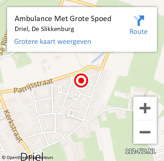 Locatie op kaart van de 112 melding: Ambulance Met Grote Spoed Naar Driel, De Slikkenburg op 24 december 2017 20:15