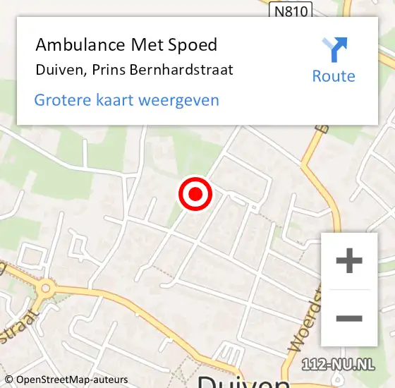 Locatie op kaart van de 112 melding: Ambulance Met Spoed Naar Duiven, Prins Bernhardstraat op 24 december 2017 20:24