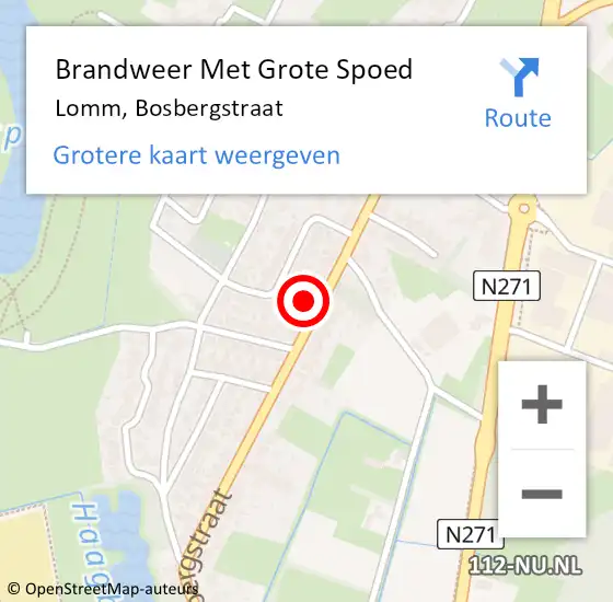 Locatie op kaart van de 112 melding: Brandweer Met Grote Spoed Naar Lomm, Bosbergstraat op 24 december 2017 20:31