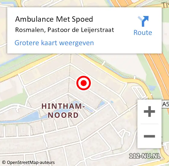 Locatie op kaart van de 112 melding: Ambulance Met Spoed Naar Rosmalen, Pastoor de Leijerstraat op 24 december 2017 20:52