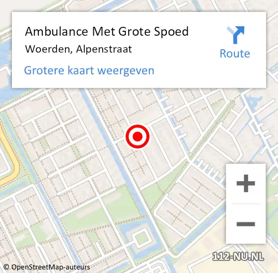 Locatie op kaart van de 112 melding: Ambulance Met Grote Spoed Naar Woerden, Alpenstraat op 24 december 2017 21:22