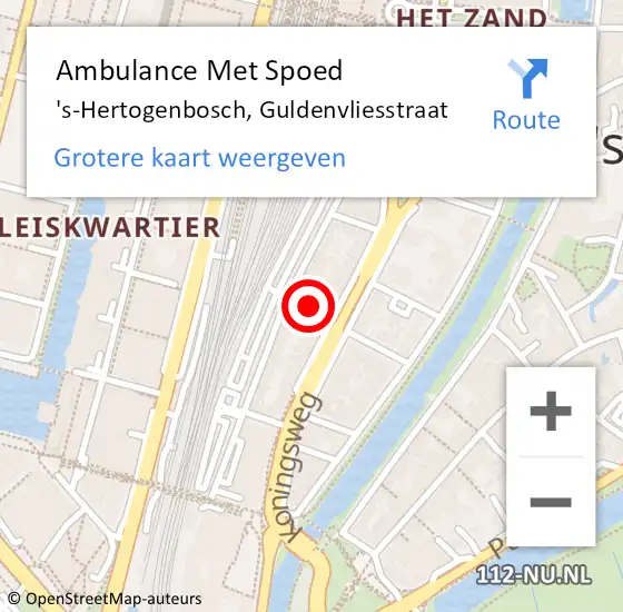 Locatie op kaart van de 112 melding: Ambulance Met Spoed Naar 's-Hertogenbosch, Guldenvliesstraat op 24 december 2017 21:45