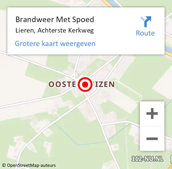 Locatie op kaart van de 112 melding: Brandweer Met Spoed Naar Lieren, Achterste Kerkweg op 24 december 2017 22:02