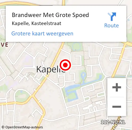 Locatie op kaart van de 112 melding: Brandweer Met Grote Spoed Naar Kapelle, Kasteelstraat op 24 december 2017 22:26