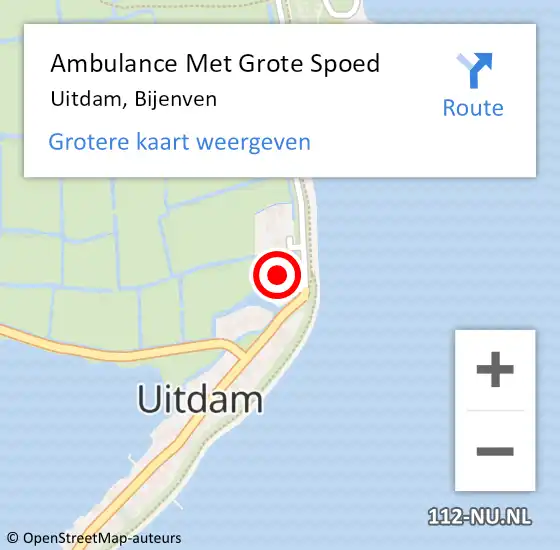 Locatie op kaart van de 112 melding: Ambulance Met Grote Spoed Naar Uitdam, Bijenven op 24 december 2017 23:02