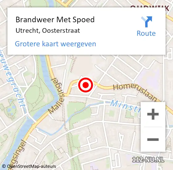 Locatie op kaart van de 112 melding: Brandweer Met Spoed Naar Utrecht, Oosterstraat op 24 december 2017 23:42