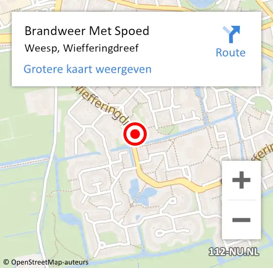 Locatie op kaart van de 112 melding: Brandweer Met Spoed Naar Weesp, Wiefferingdreef op 25 december 2017 00:08