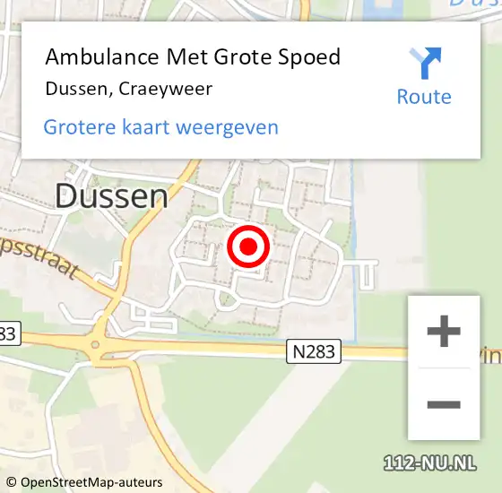 Locatie op kaart van de 112 melding: Ambulance Met Grote Spoed Naar Dussen, Craeyweer op 25 december 2017 00:27