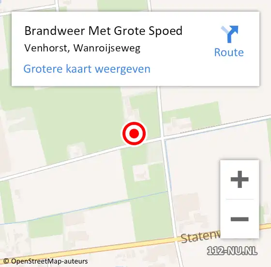 Locatie op kaart van de 112 melding: Brandweer Met Grote Spoed Naar Venhorst, Wanroijseweg op 25 december 2017 02:39