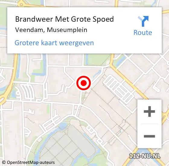 Locatie op kaart van de 112 melding: Brandweer Met Grote Spoed Naar Veendam, Museumplein op 25 december 2017 05:33