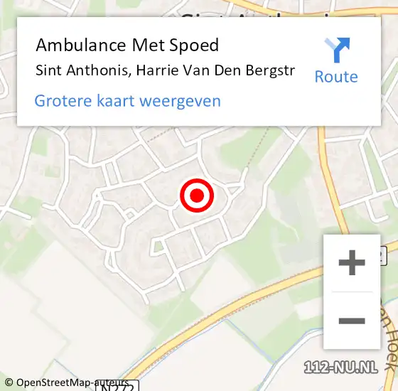 Locatie op kaart van de 112 melding: Ambulance Met Spoed Naar Sint Anthonis, Harrie Van Den Bergstr op 25 december 2017 08:48