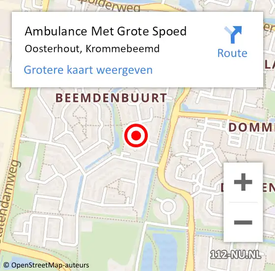 Locatie op kaart van de 112 melding: Ambulance Met Grote Spoed Naar Oosterhout, Krommebeemd op 25 december 2017 09:17