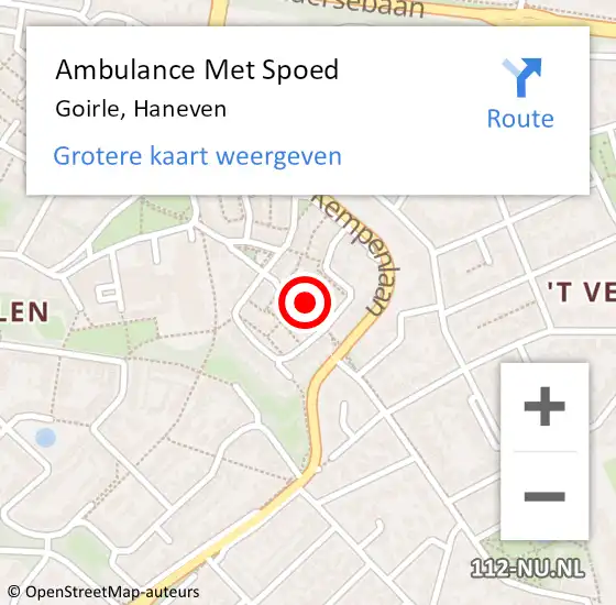 Locatie op kaart van de 112 melding: Ambulance Met Spoed Naar Goirle, Haneven op 25 december 2017 09:27