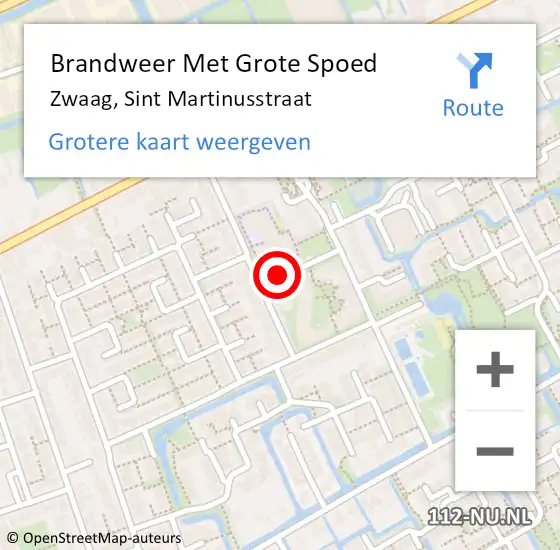 Locatie op kaart van de 112 melding: Brandweer Met Grote Spoed Naar Zwaag, Sint Martinusstraat op 25 december 2017 10:28