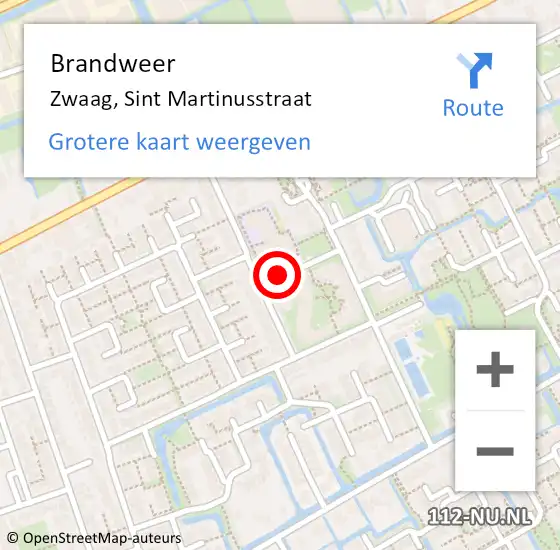 Locatie op kaart van de 112 melding: Brandweer Zwaag, Sint Martinusstraat op 25 december 2017 10:30