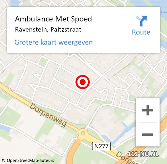 Locatie op kaart van de 112 melding: Ambulance Met Spoed Naar Ravenstein, Paltzstraat op 25 december 2017 10:43