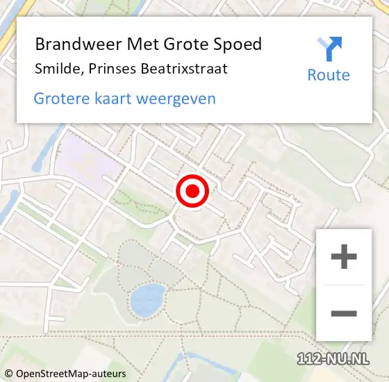 Locatie op kaart van de 112 melding: Brandweer Met Grote Spoed Naar Smilde, Prinses Beatrixstraat op 25 december 2017 10:46