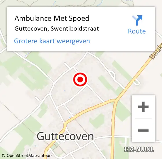 Locatie op kaart van de 112 melding: Ambulance Met Spoed Naar Guttecoven, Swentiboldstraat op 10 februari 2014 23:10