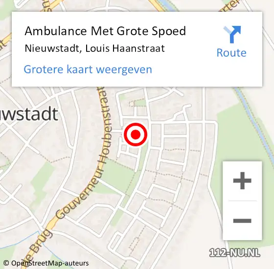 Locatie op kaart van de 112 melding: Ambulance Met Grote Spoed Naar Nieuwstadt, Louis Haanstraat op 10 februari 2014 23:12