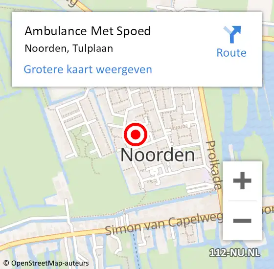 Locatie op kaart van de 112 melding: Ambulance Met Spoed Naar Noorden, Tulplaan op 25 december 2017 11:49